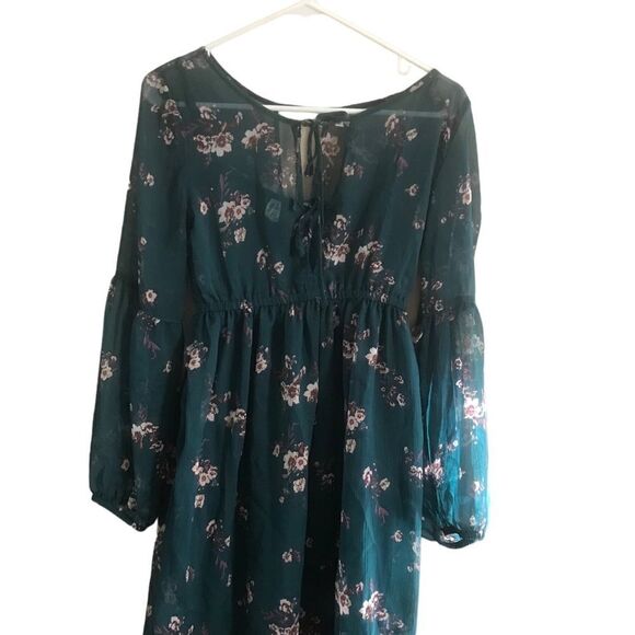 Mudd Green and Maroon Floral Dress Size Small - Picture 3 of 8